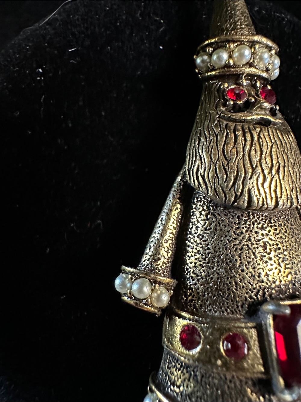 Vintage Signed Hollycraft Christmas Tree Santa Claus Brooch Pin Red Rhinestone - Picture 7 of 15